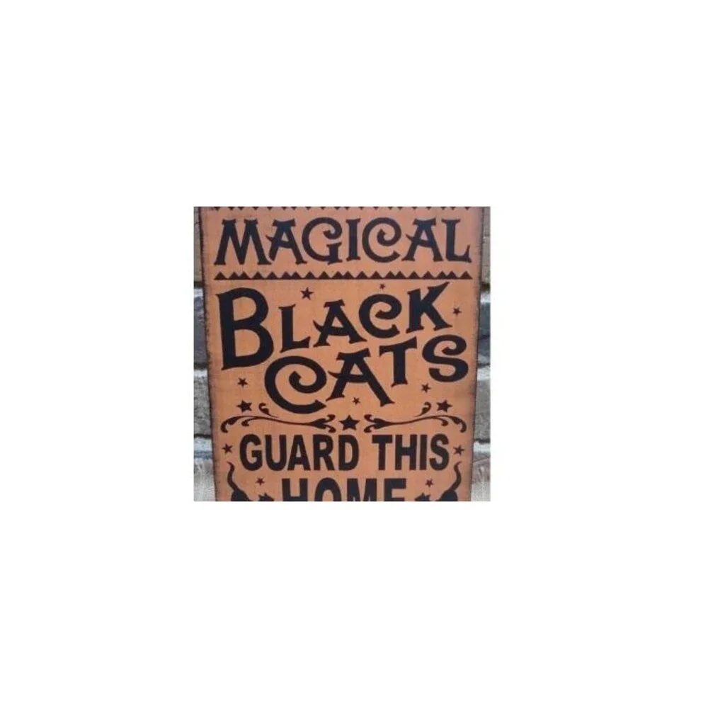Primitive witch sign Magic Black cats Guard Home Halloween witchcraft witches